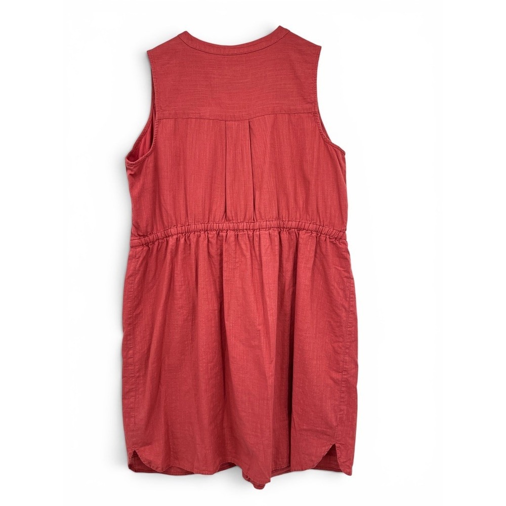 Old Navy Womens 2X Plus Red Cotton Sleeveless Button Front Drawstring Dress - Picture 2 of 6